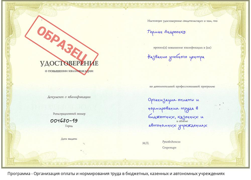 Организация оплаты и нормирования труда в бюджетных, казенных и автономных учреждениях Пушкино