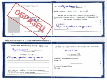 Обучение Сборщик духовых инструментов