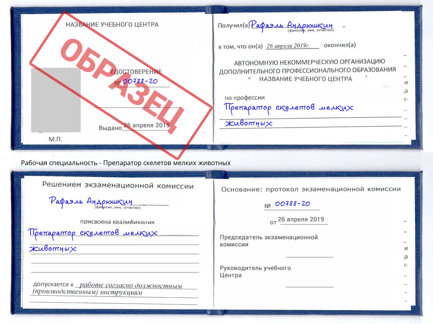 Препаратор скелетов мелких животных Пушкино