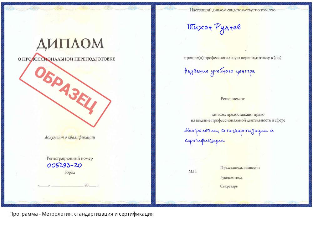 Метрология, стандартизация и сертификация Пушкино