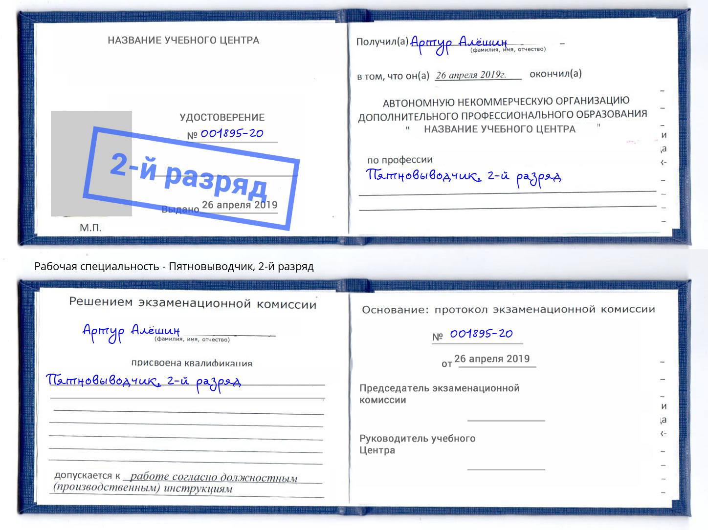корочка 2-й разряд Пятновыводчик Пушкино