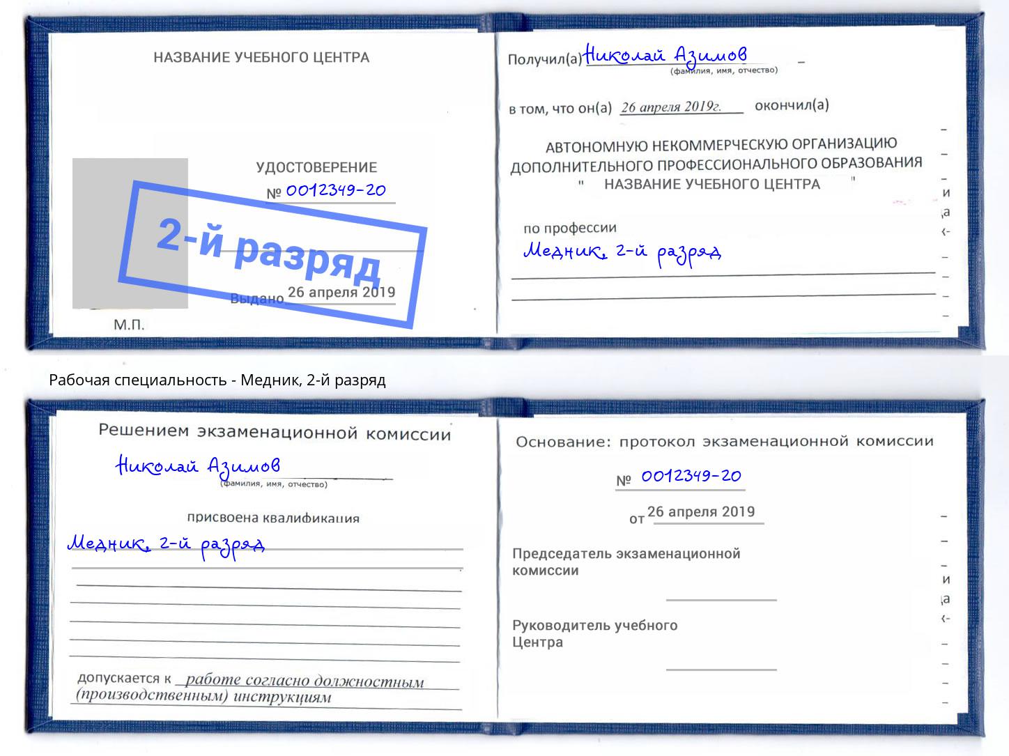 корочка 2-й разряд Медник Пушкино