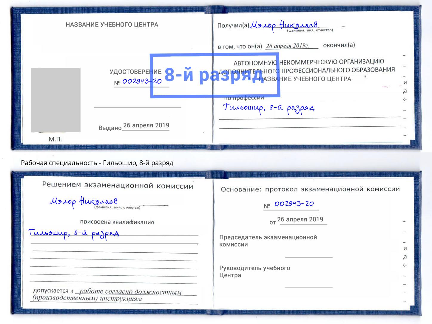 корочка 8-й разряд Гильошир Пушкино